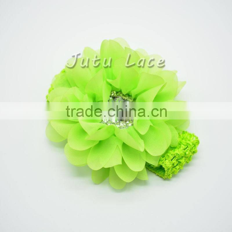 high quality large arificial Flower - 25colors Fabric Flower with Crystal Rhinestone Pearls Center Hair Accessory