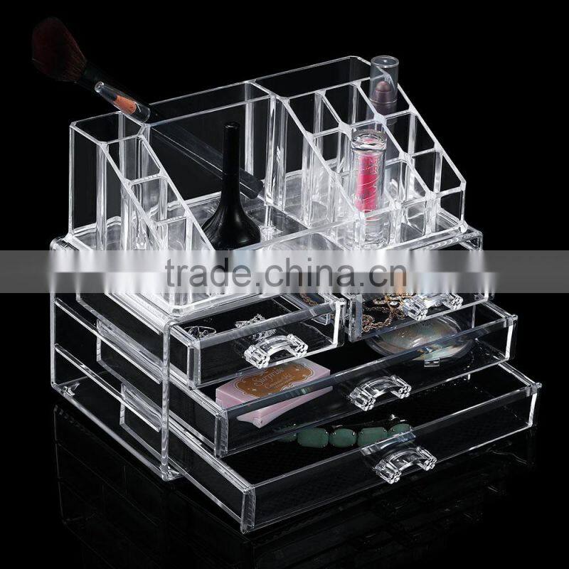 2016 Newest Taizhou Longshixiang factory fashional PS makeup boxes storge transparent cosmetic organizer