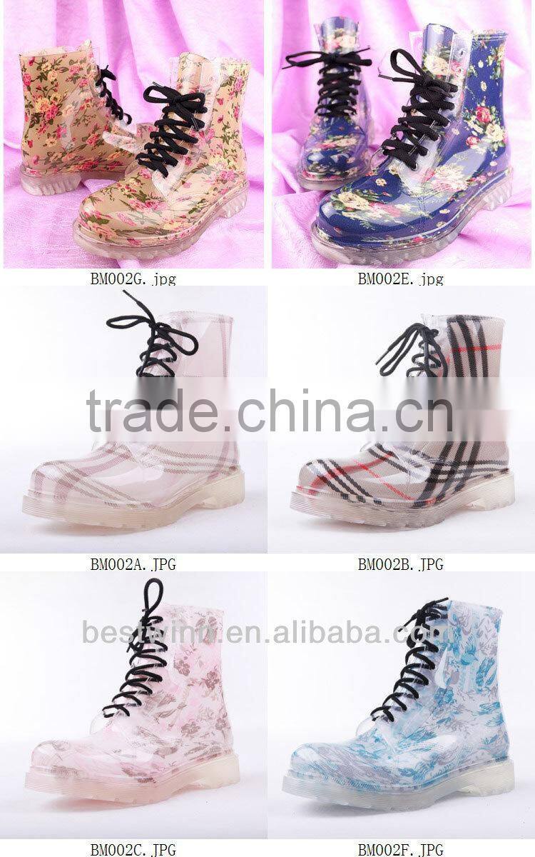 2013 PVC transparent lady and kids rain boots and shoes