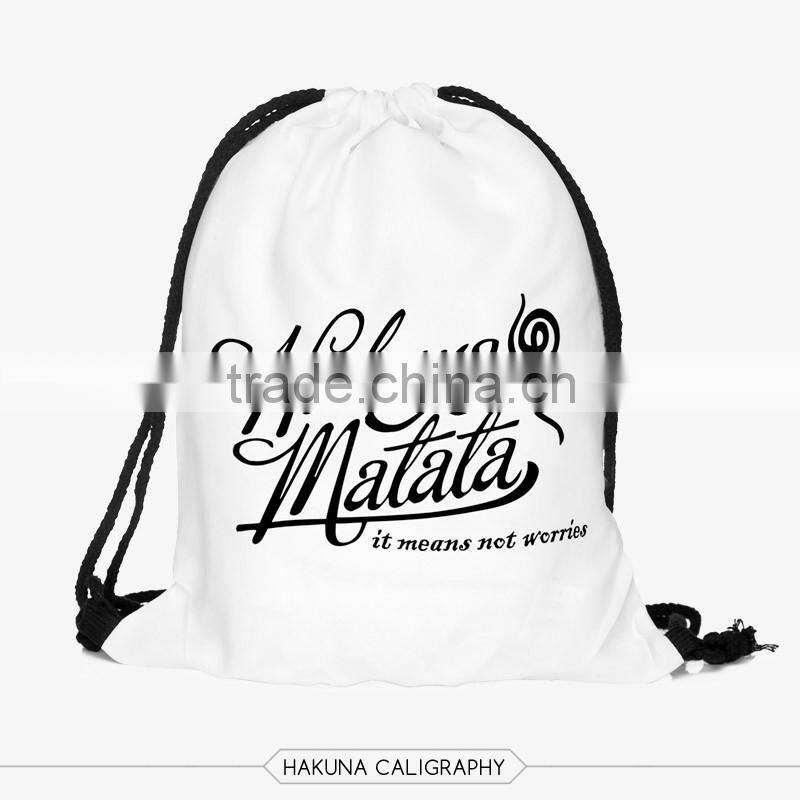 China Supplier Hot Sale Digital Print Smiling Cheap Custom Drawstring Bag