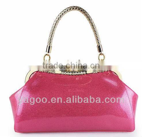 vivid patent leather tote bag shiny frame bag