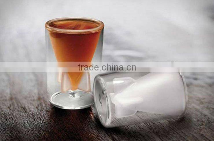 KC-00185 Double layers glass Creative designed 44ml missile shape double layers beer glass