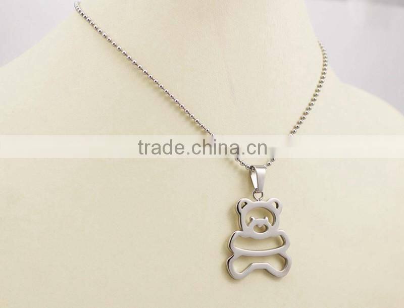 Wholesale Cute Stainless Steel Bear Pendant Necklace