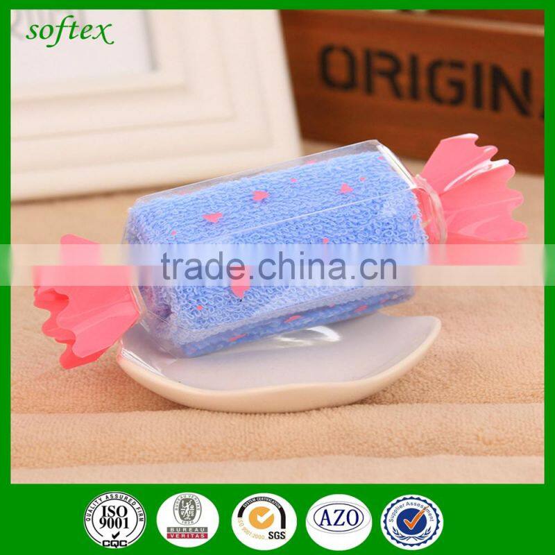 cute candy shape wedding gift towel with print