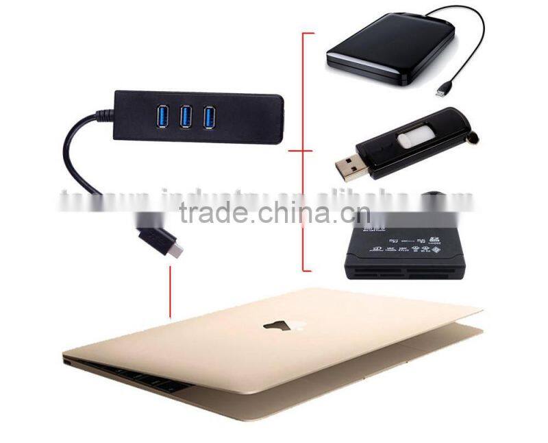 Factory price USB-C Type male to Ethernet and 3.0 USB date converter