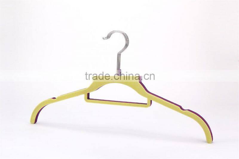 flocked plastic short clothes hanger