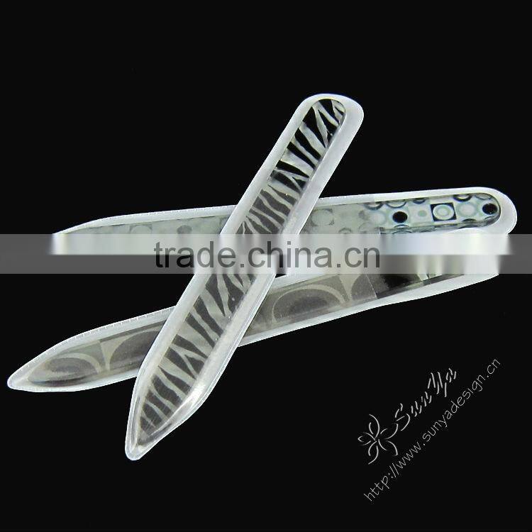 Glass nail file with flower printing