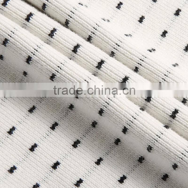 Lady 's knitted round neck jacquard 3/4 sleeve dress