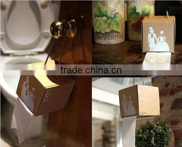 Eco-friendly creative paper hanging square foldable tissue boxes/barrel DIY