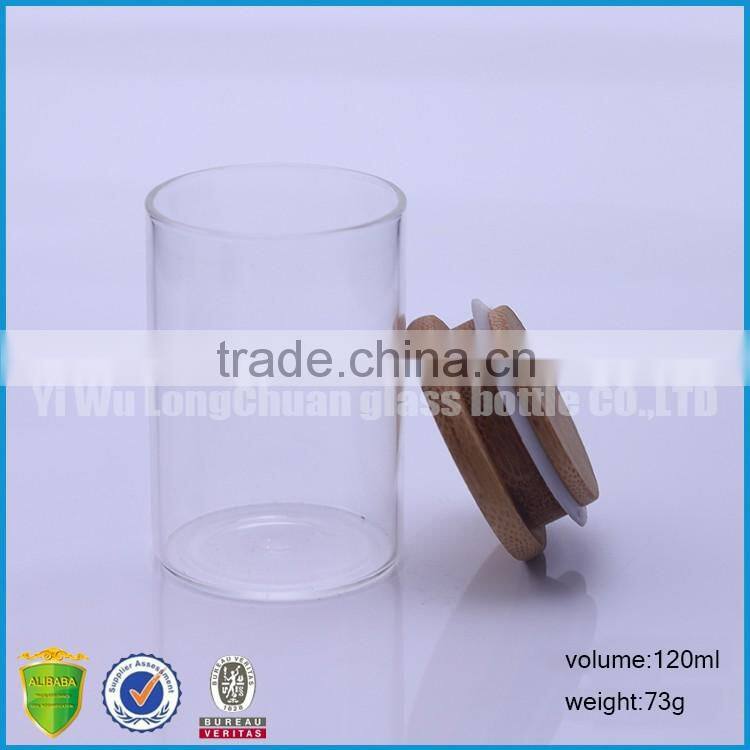 4oz Wide Mouth Clear Round Glass Storage Jars With Wooden Bamboo Cork Lid