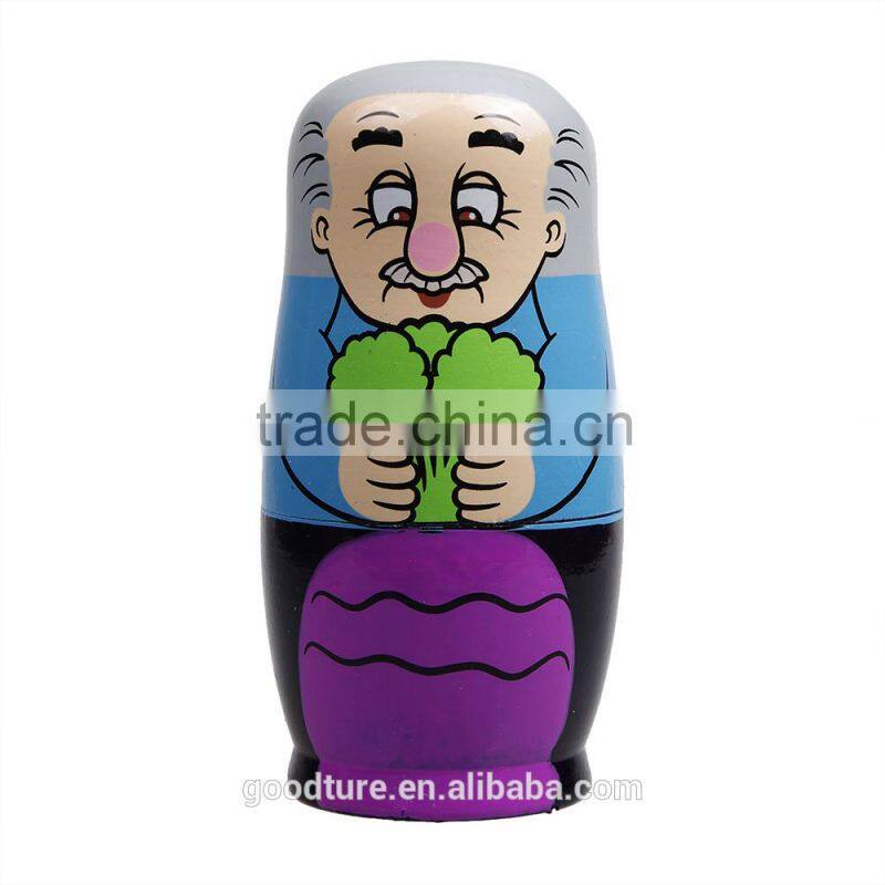 6PCS Wooden Russian Hand Painted Nesting Dolls Babushka Matryoshka gift Ethnic Doll The Enormous Turnip Theme