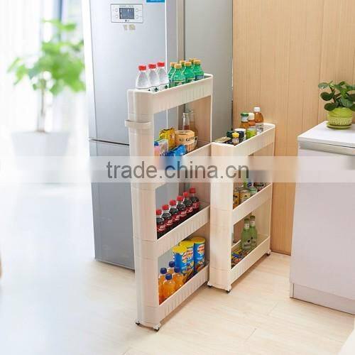 Wheeled 4 Layers foldable plastic diy gap sundries storage shelf handing Organizer Rack