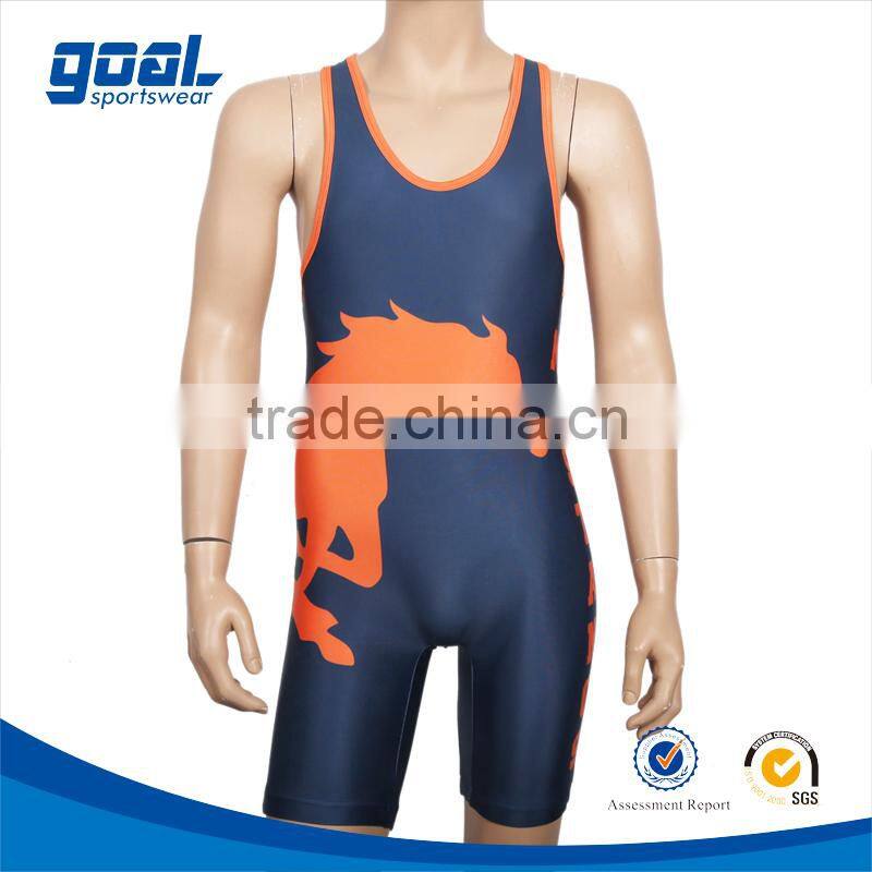 Latest design cheap sublimation camo wrestling singlets for sale