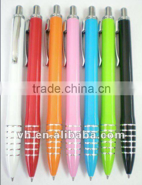 hot sale plastic retractable ball pen with metal clip