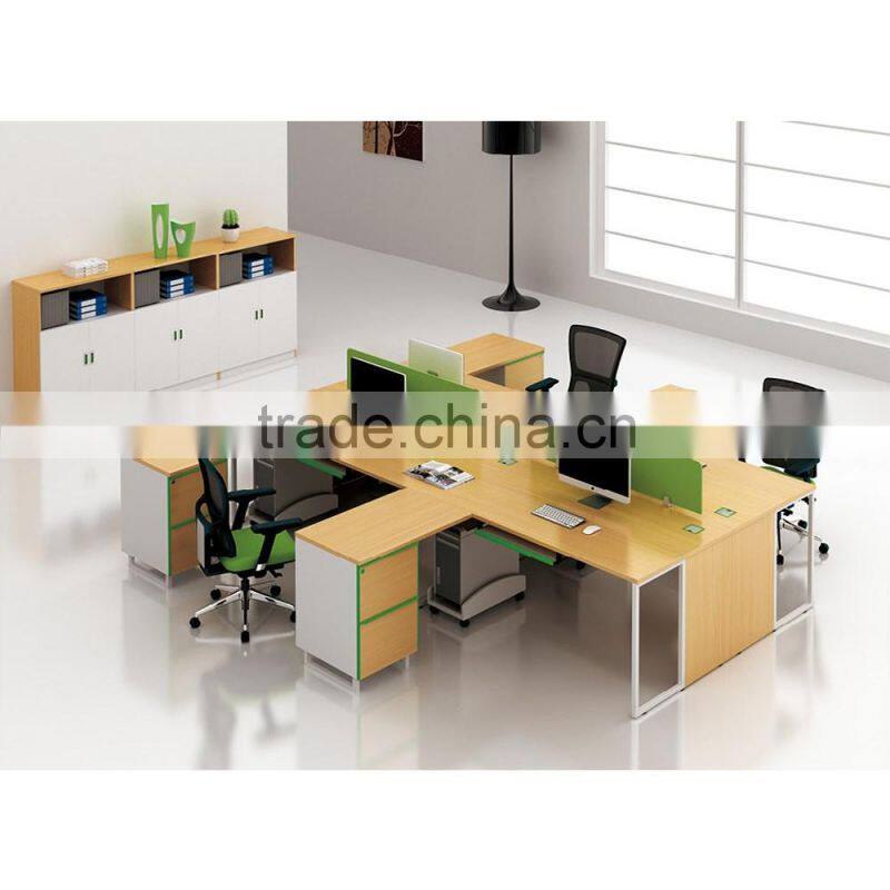 Modern wooden Office workstation partition for 4 people