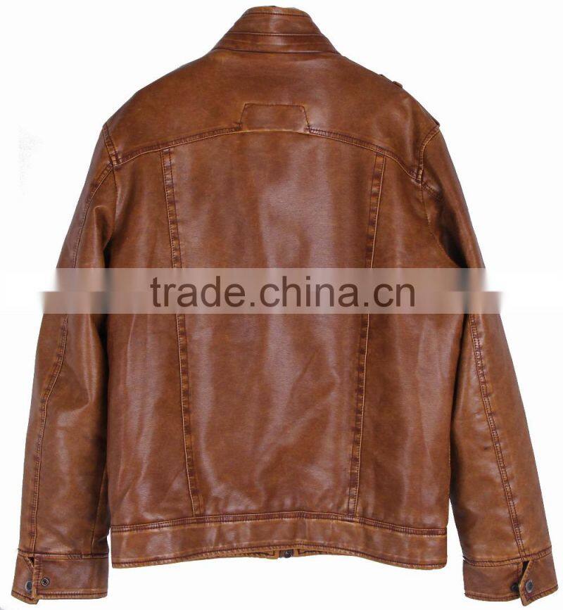 2015 new men's PU leather coat