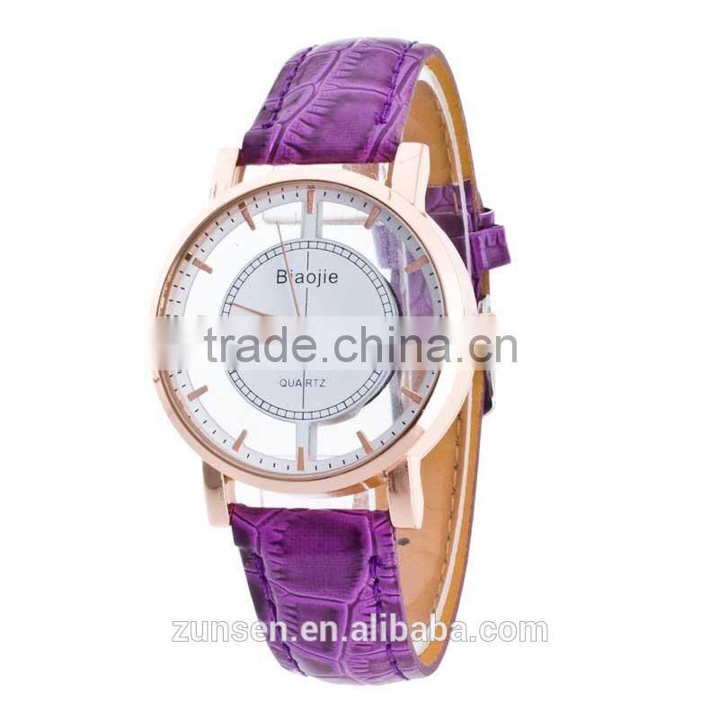 Relogio Feminino 2016 New Arrival Watch Men Transparent Hollow Leather Srap Wrist Watch Quartz Dress Watch