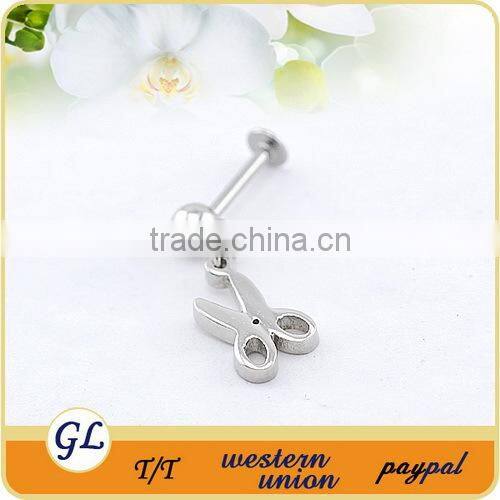 fashion stainless steel with crystal skull lip piercing