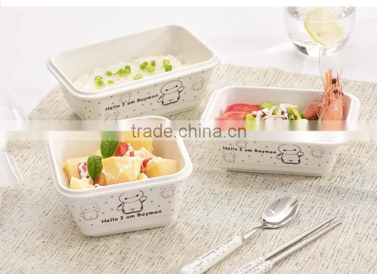 Airtight ceramic food container with lock lid