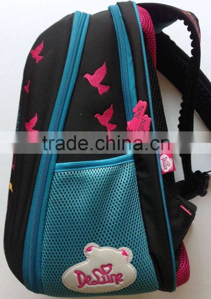 Top quality kids beautiful bird school backpack bags for girls