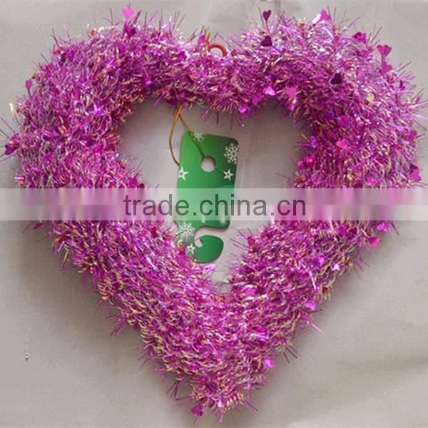 New Elegant Purple Rainbow PET/PVC/OPP Heart shape Tinsel Garland For Valentine's Day Decorations