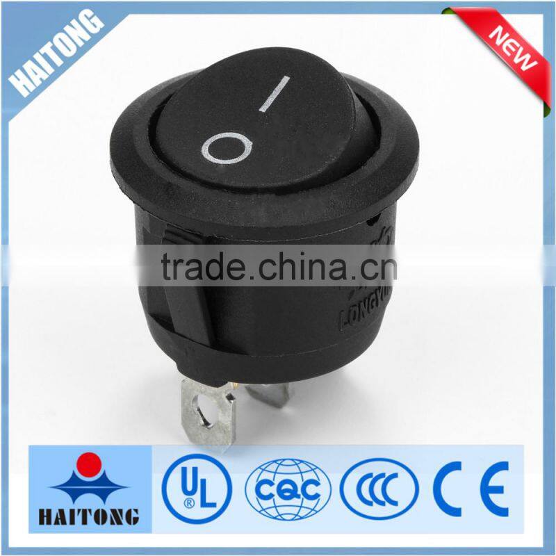 250V 2 way 2pin black round rocker switch electrical t125 momentary rocker switch