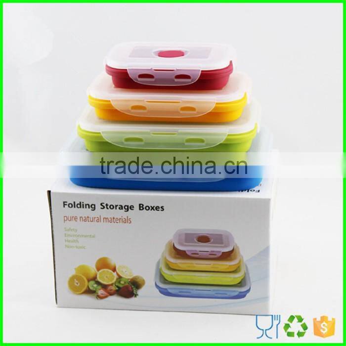 4 Pack (350ML , 540ML , 800ML , 1200ML)Fashionable & Stackable Food Storage Containers, silicone collapsible lunch box
