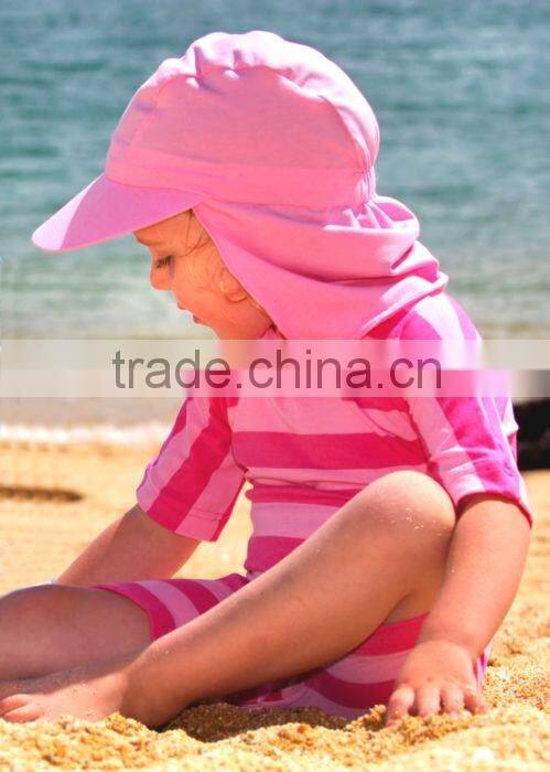 Girls Sun Visor UV Protective Beach Safari Swim Flap Hat PINK for kids aged 2-8yrs
