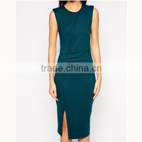 Royal blue formal ladies dress/half sleeve midi length latest dress