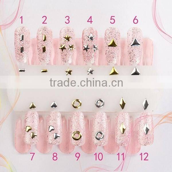 2016 Chinese Wholesale Fashion Punk Cone Studs Rivet nail decoration, Gold and Silver metal stud nail, 3d nail art rivet