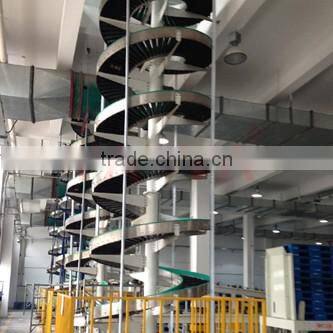Cartons and bucket gravity roller spiral conveyor
