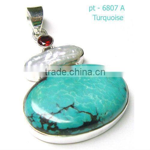925 semi precious turquoise gemstone jewelry fashion pendant