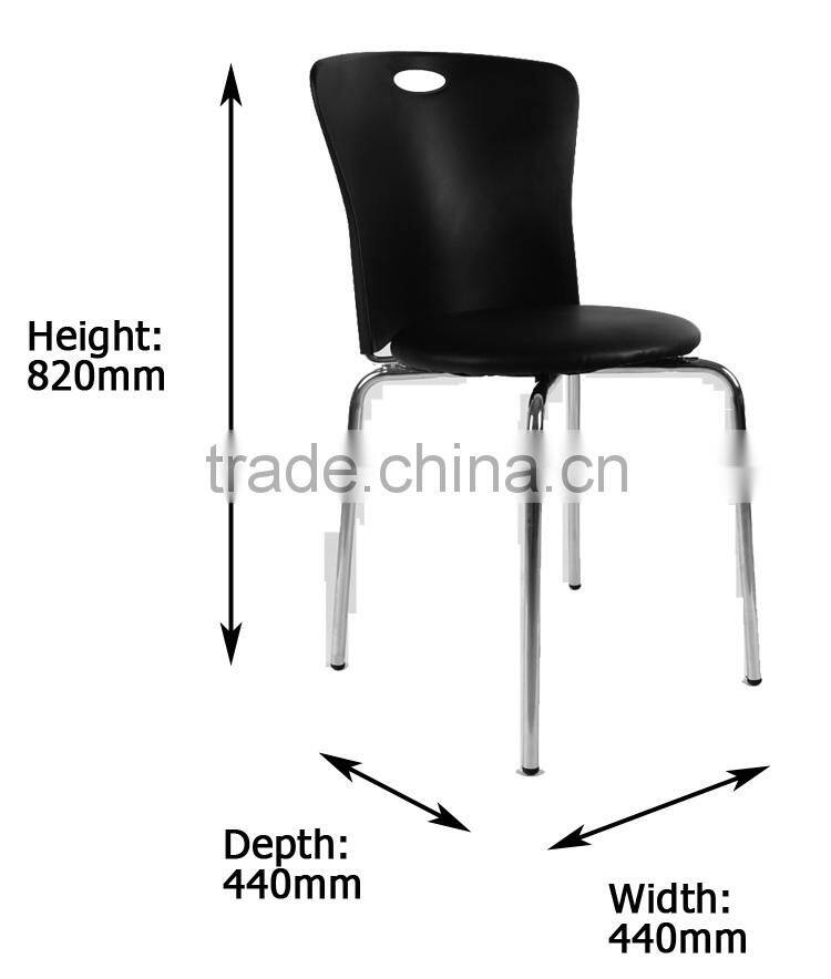Super cheap wholesale black restraunt stacking dining tube plastic chair with cushion PM124