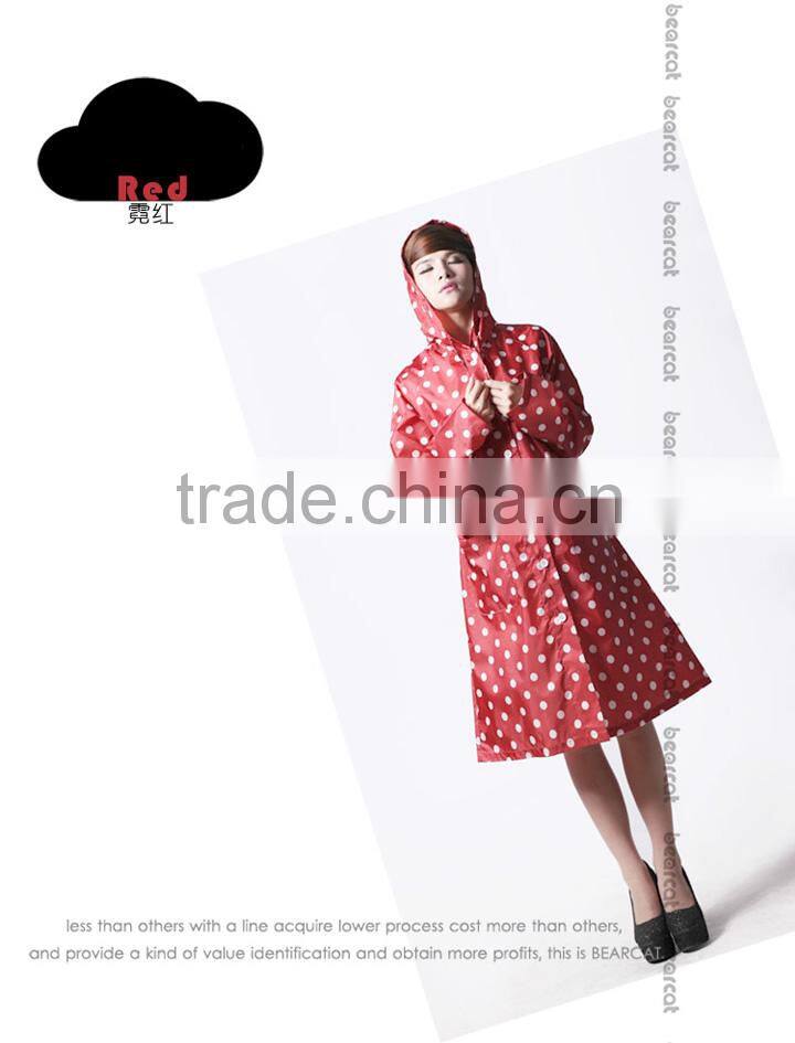 BEARCAT personality slim raincoat,dot women Poncho