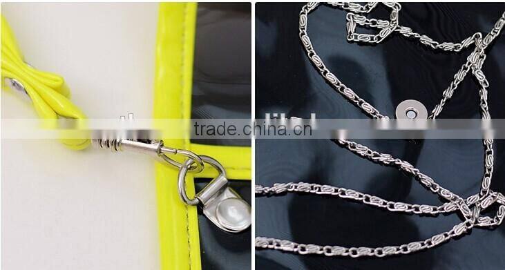 2016 new and fashin black color PVC envelope bag for girls with handle for girls