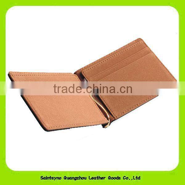 Bi-fold compact design classic money clip wallet leather 015