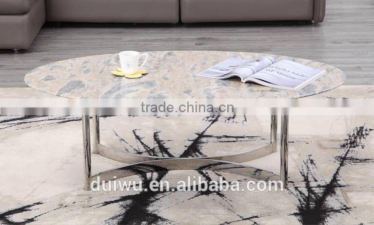 Foshan Living room stainless steel base classic coffee table with white marble