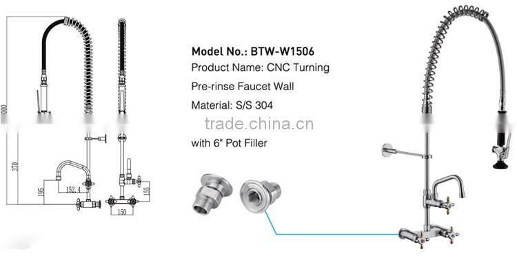 factory OEM&ODM Commercial Pre-rinse 304 stainless steel hot cold water Mixer Kitchen faucet
