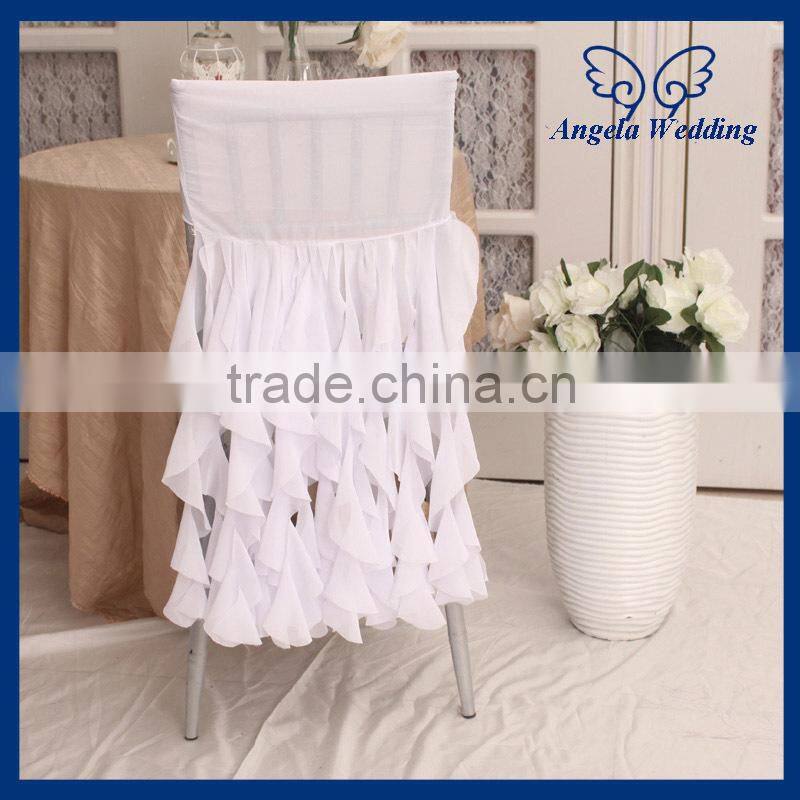 CH014E Angela Wedding New curly willow ruffled wedding blush pink chiffon chair cover