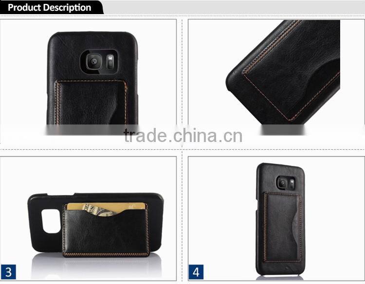 Hot ! Crazy Horse Pattern Leather Skin With Card Holder Stand Back Cover For Samsung Galaxy S7 Edge G935 Case phone accessories