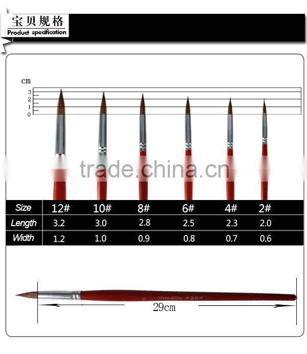 Transon 168 six pieces a setred handle point head weasel hair artist paint brush brand