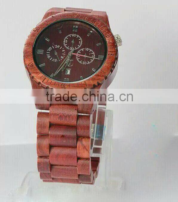 2015 Newest eco friendly maple wooden watch women with Japan calendar movement