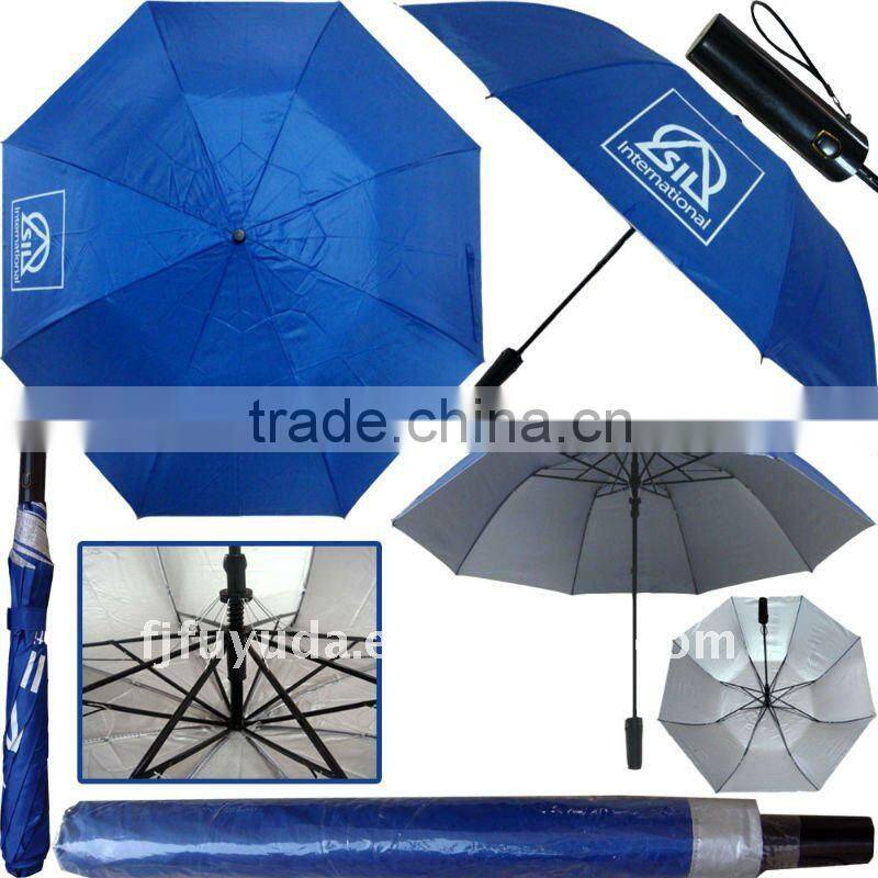 black auto 2 folding advertising golf umbrella