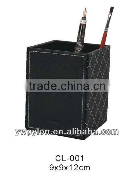 Leather pen container for office or family