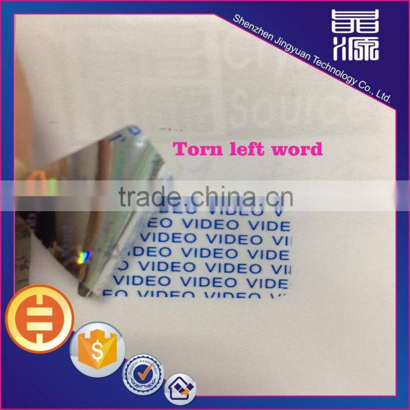 Tamper Proof Anti-counterfeit 3D custom disposable void hologram sticker label