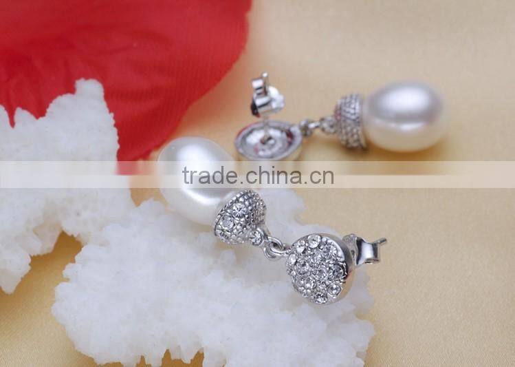 Freshwater real pearl earring AAA drop 8-9mm women pearl earring jewel
