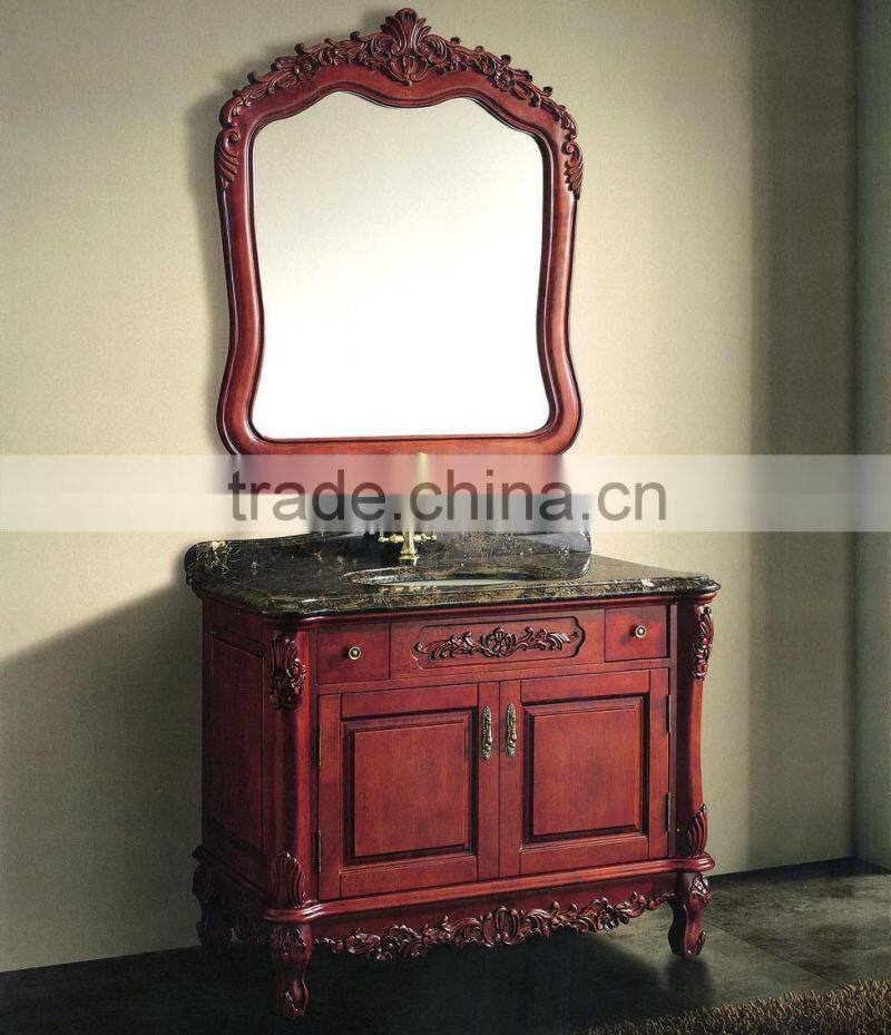 Vintage Bathroom Cabinet Carved Wood Solid Wood American Country Style WTS104