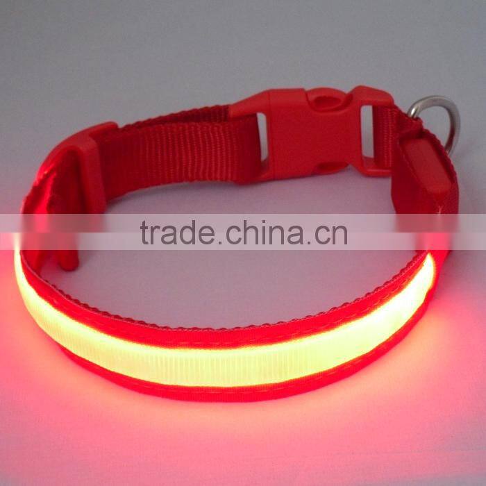 Nylon LED Dog Night Safety Collar Flashing Light up W/circular Pendant Collar Green