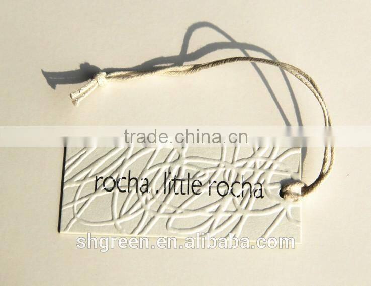 Vogue spot UV paper hangtag with nylon ribbon