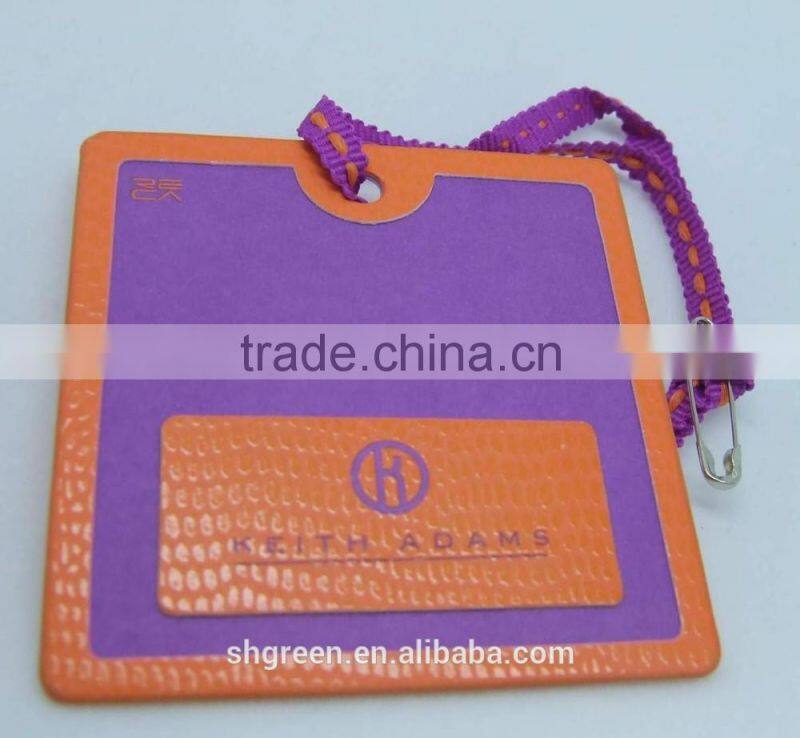 Smooth embossed leather luggage bag hangtag